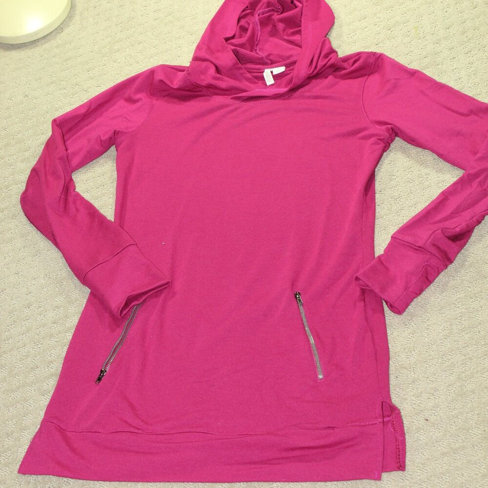 bcg Size Small Fucshia French Terry Long Hooded Pull Over Top
